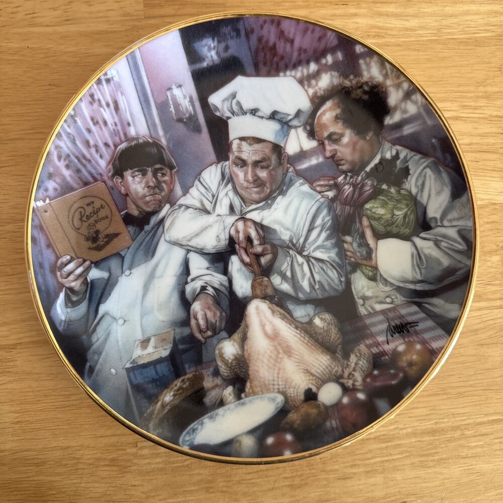 Two The Three 3 Stooges Plates Franklin Mint 1993 LIMITED EDITION Collectibles